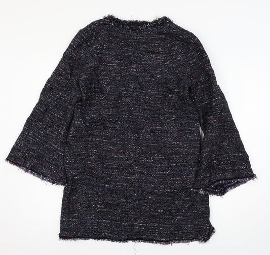 Zara Womens Blue Striped Knit Basic T-Shirt Size L