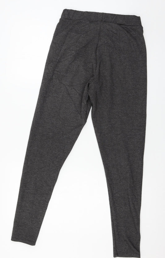 TU Womens Grey Striped Jersey Trousers Size 10 L28 in
