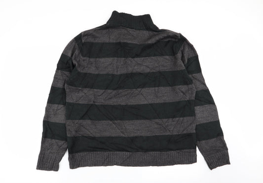 Beverly Hills Polo Club Mens Multicoloured Striped Pullover Jumper Size M