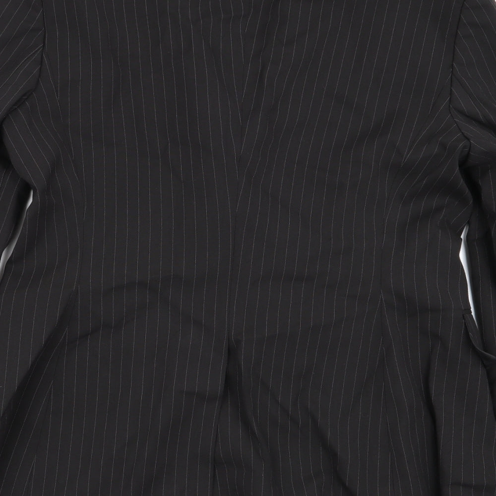 Preworn Womens Black Striped Jacket Blazer Size 12