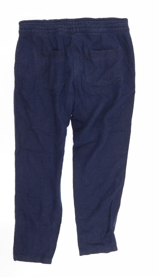 NEXT Womens Blue Chino Trousers Size 10 L20 in - Stretch waistband