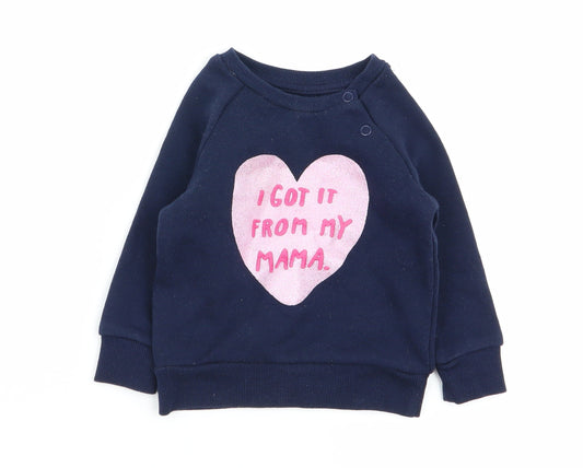 Primark Girls Blue Pullover Jumper Size 6-9 Months