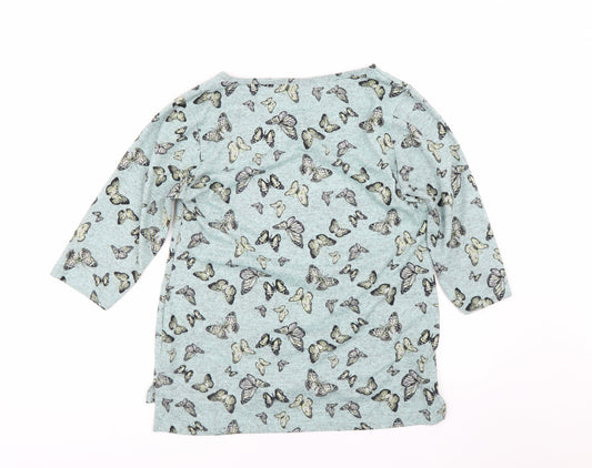 Originals Womens Blue Animal Print Basic T-Shirt Size 14