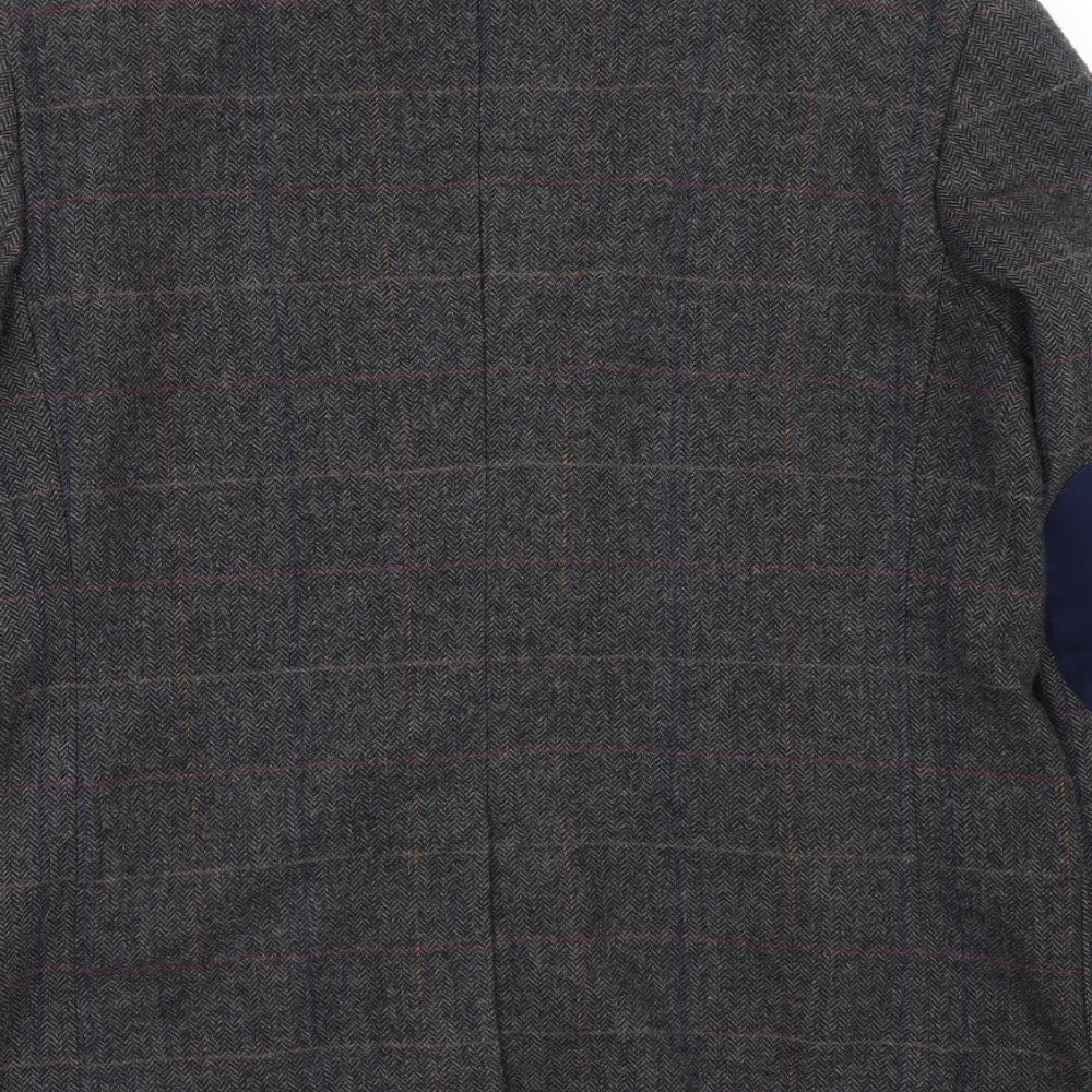Cedar Wood State Mens Grey Herringbone Jacket Suit Size L