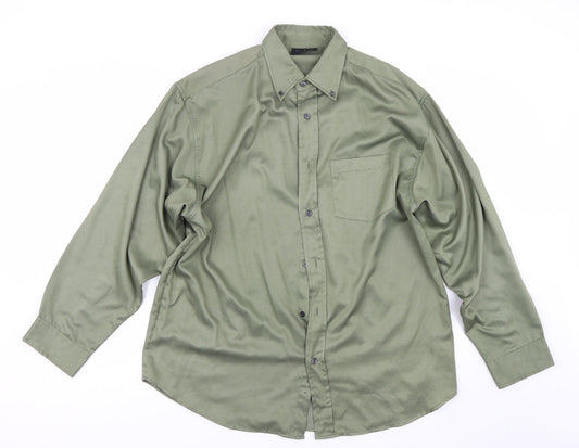 Ted Taylor Mens Green Button-Up Size L