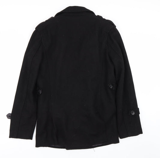 Cedar Wood State Womens Black Trench Coat Coat Size S