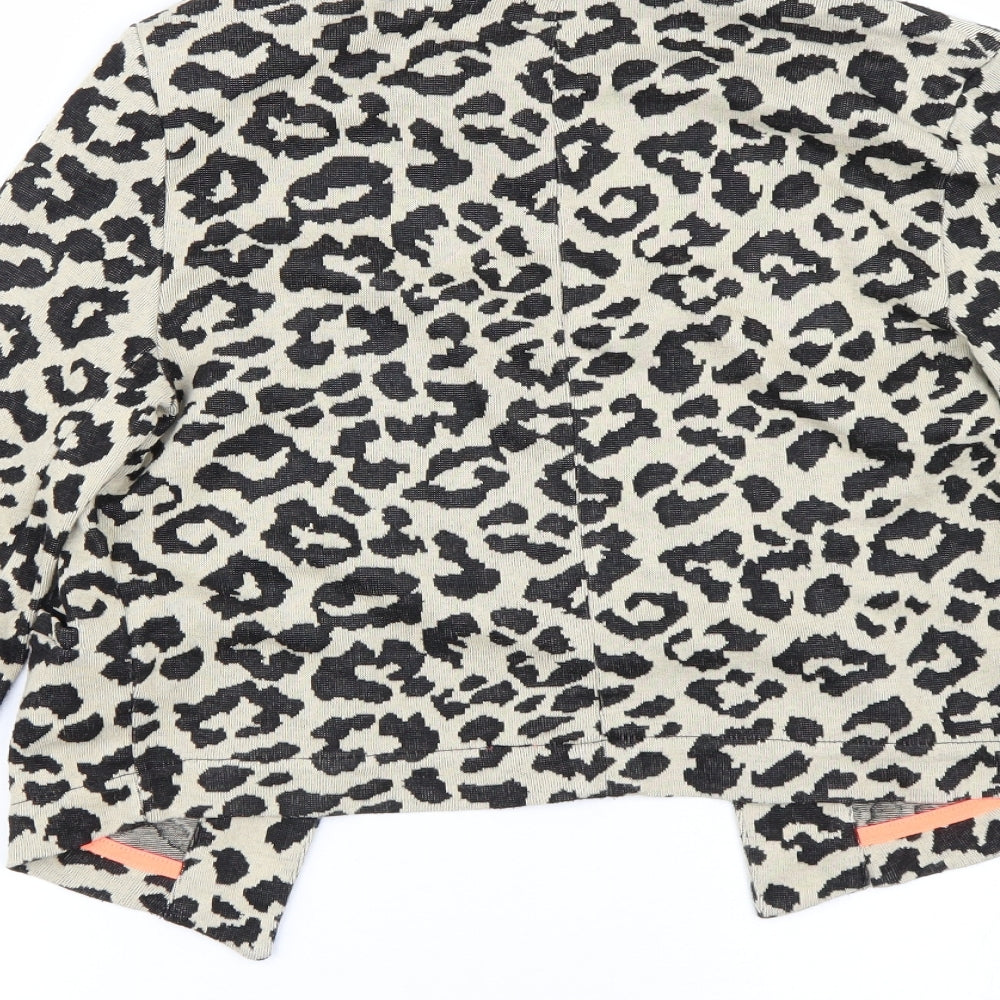 NEXT Womens Beige Animal Print Cardigan Jumper Size S