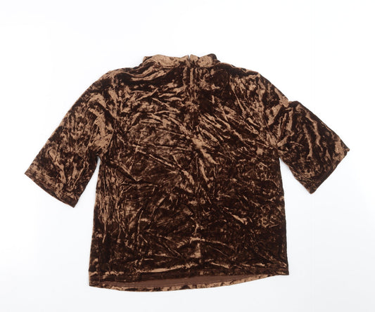 VERO MODA Womens Brown Basic T-Shirt Size M - Choker style neck