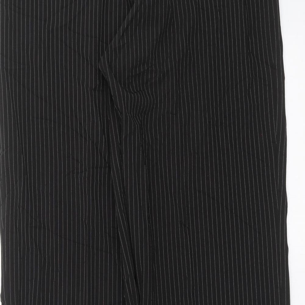 Preworn Womens Black Striped Trousers Size 12 L28 in