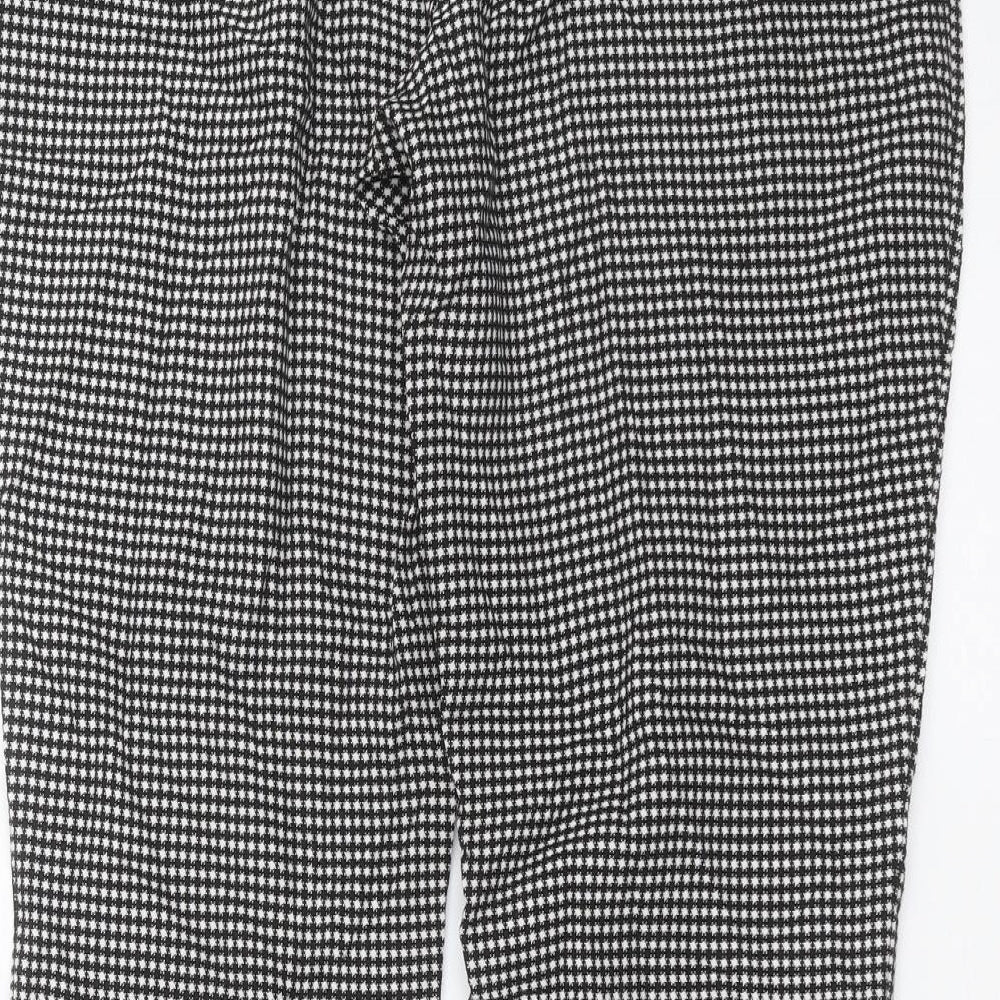 Marks and Spencer Womens Black Geometric Trousers Size 12 L29 in