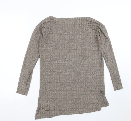 Zara Womens Brown Check Basic T-Shirt Size S
