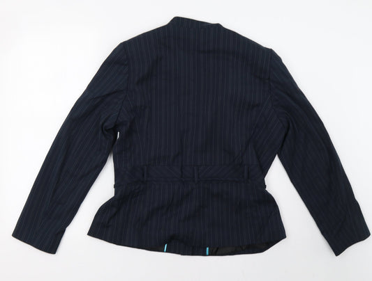 fliss Womens Blue Striped Jacket Blazer Size 14