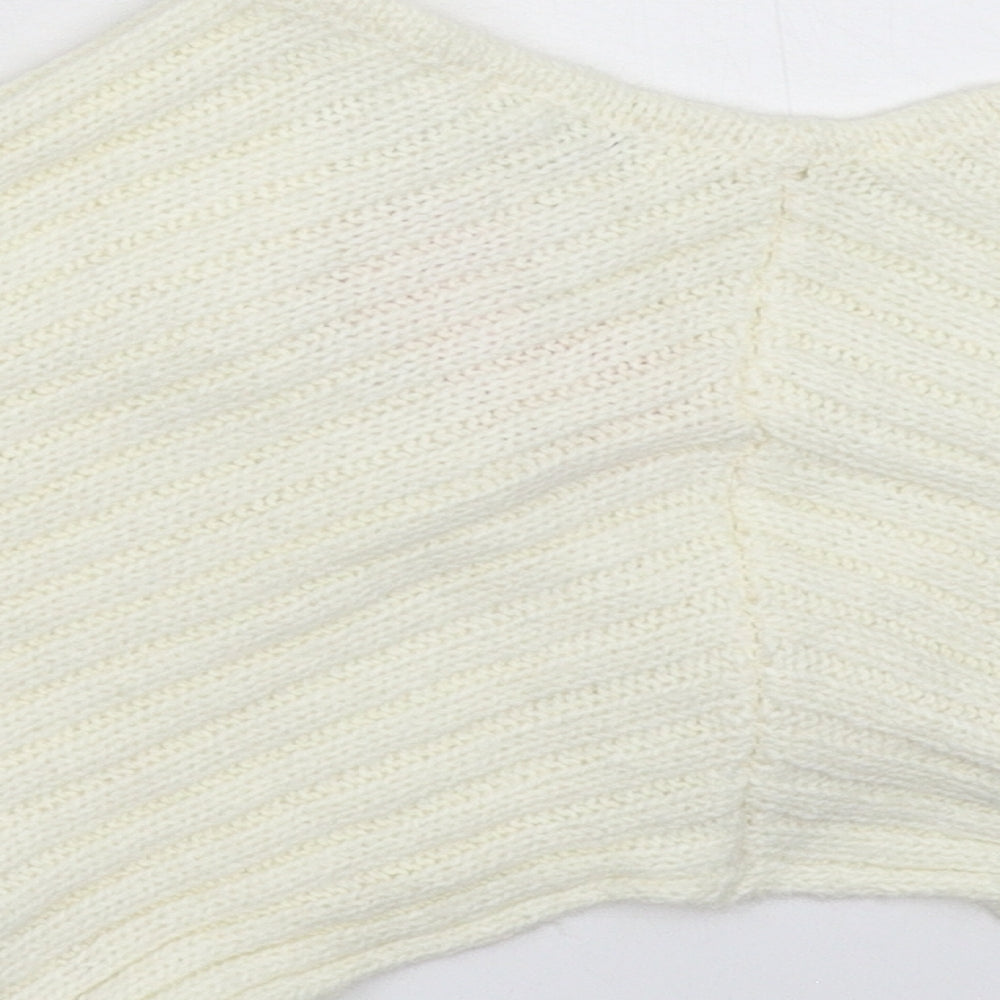 Look Womens White Knit Cardigan Jumper Size M