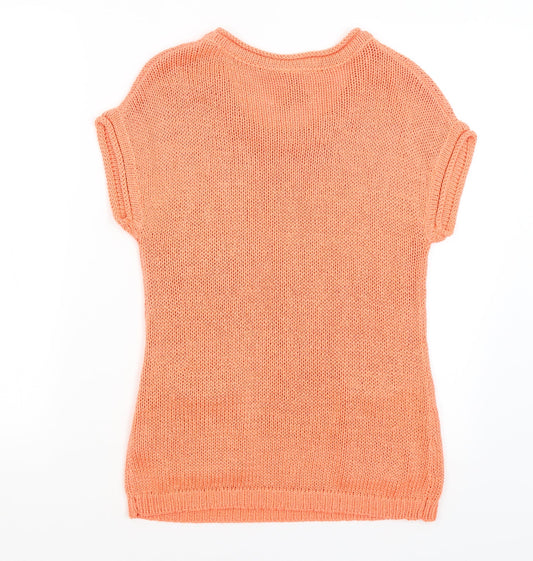 Intuition Womens Orange Basic T-Shirt Size 8