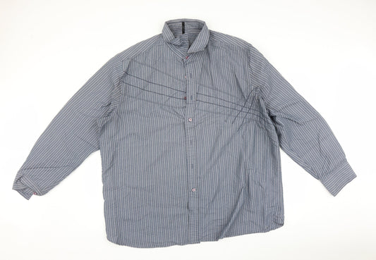 BHS Mens Blue Striped Button-Up Size 2XL