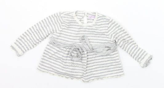 garaya bebe Baby Grey Striped Basic T-Shirt Size 6-9 Months