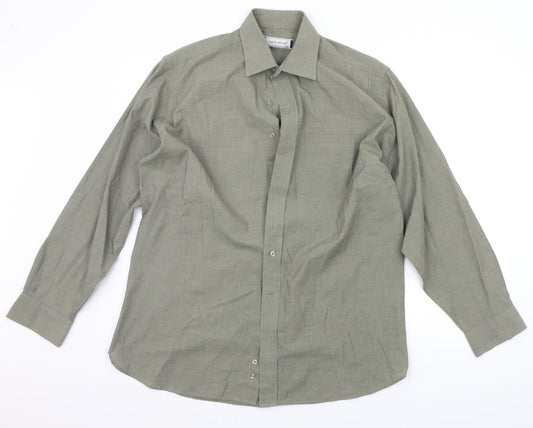 laine taylor Mens Green Button-Up Size 16.5