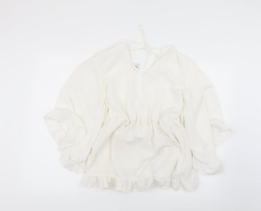 Womens White Basic Blouse Size 14