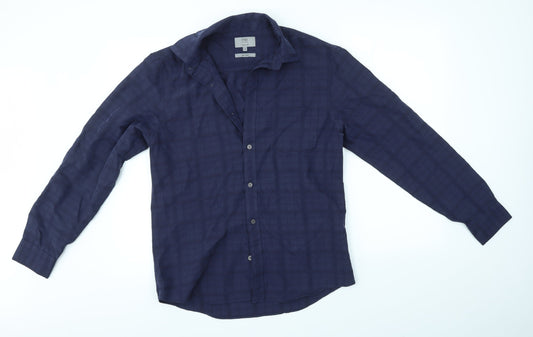 M&S Mens Blue Button-Up Size S