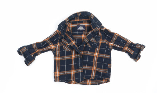 Mini Rebel Boys Blue Check Basic Button-Up Size 3-6 Months