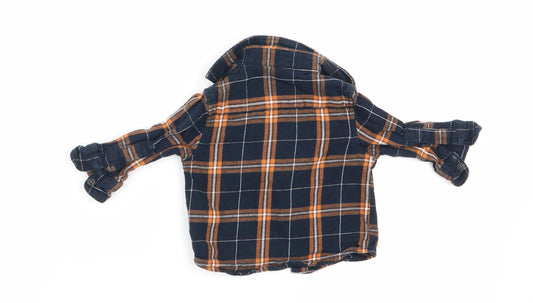 Mini Rebel Boys Blue Check Basic Button-Up Size 3-6 Months