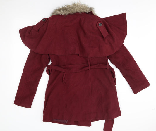 New Look Womens Red Overcoat Coat Size 12