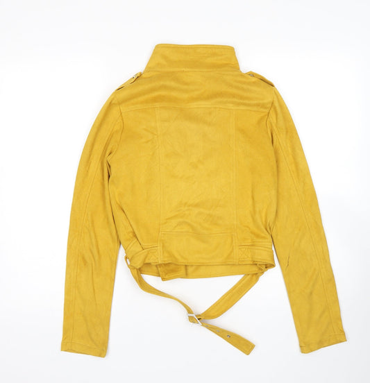 PRETTYLITTLETHING Womens Yellow Bomber Jacket Jacket Size 6