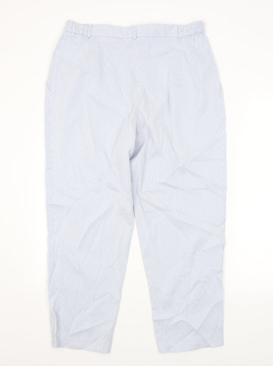 M&S Womens Blue Striped Trousers Size 16