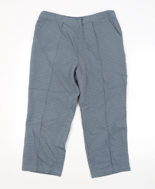 M&S Womens Blue Check Trousers Size 12 L22 in