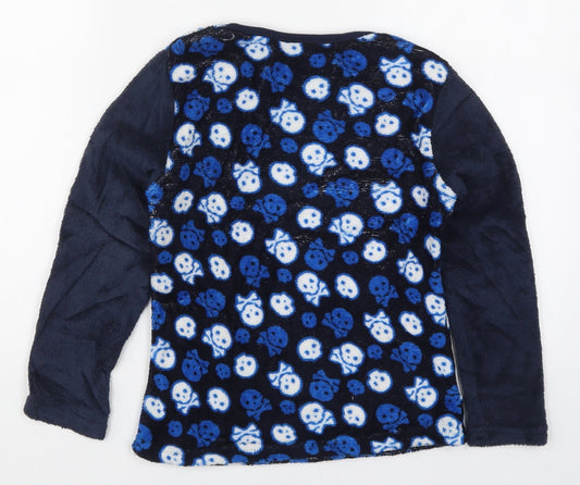Snooze Time Boys Blue Solid Pyjama Top Size 9-10 Years - Skulls