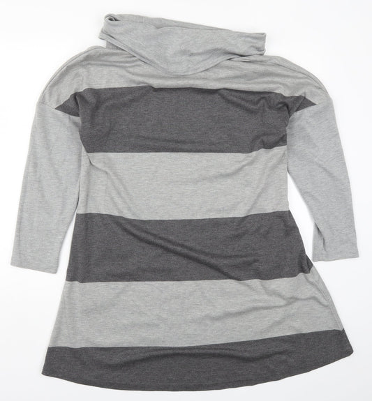 Viz a Viz Womens Grey Striped A-Line Size 12