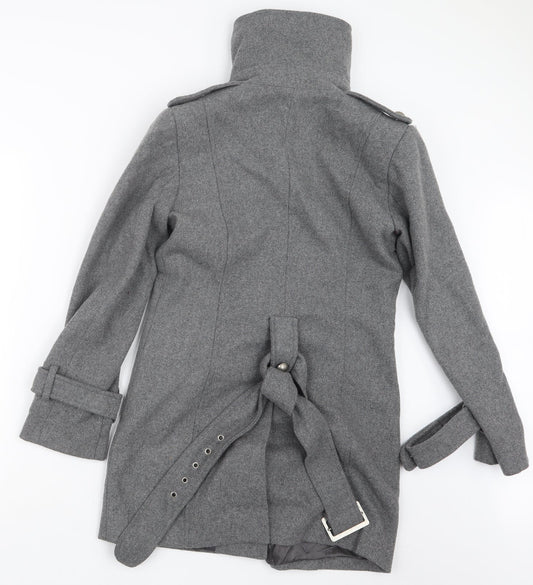 Oasis Womens Grey Pea Coat Coat Size 8