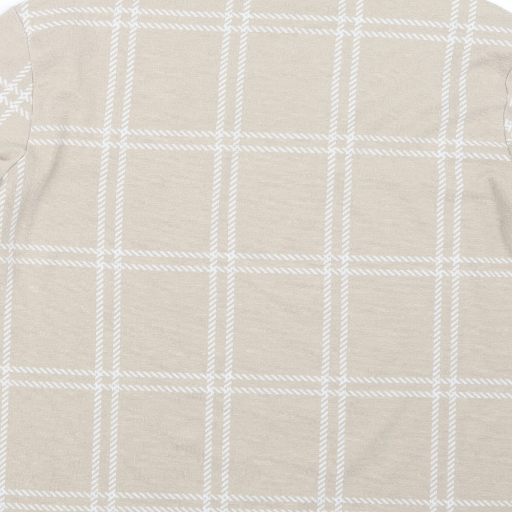 Marks and Spencer Womens Beige Check Pullover Jumper Size 12