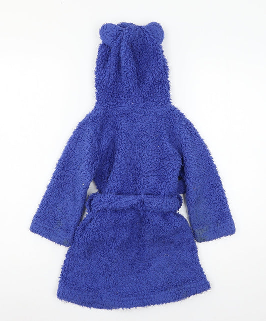 Dunelm Boys Blue Solid Microfibre Robe Size 3-4 Years