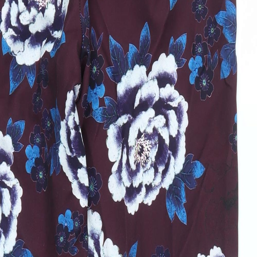 Missguided Womens Purple Floral Trousers Size 10 L28 in