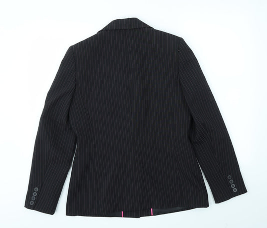 SELEIT Womens Black Striped Jacket Blazer Size 12