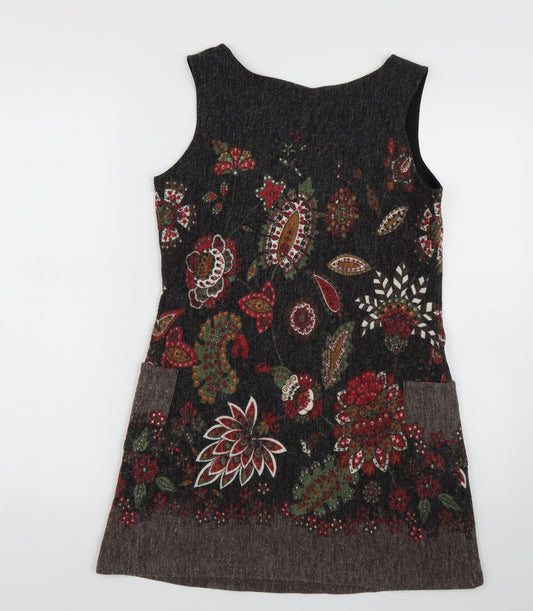 159 Ma Womens Black Floral Tank Dress Size S