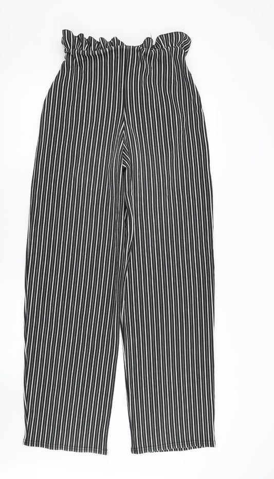 Pretty Little Thing Womens Black Striped Trousers Size 10 L32.5 in