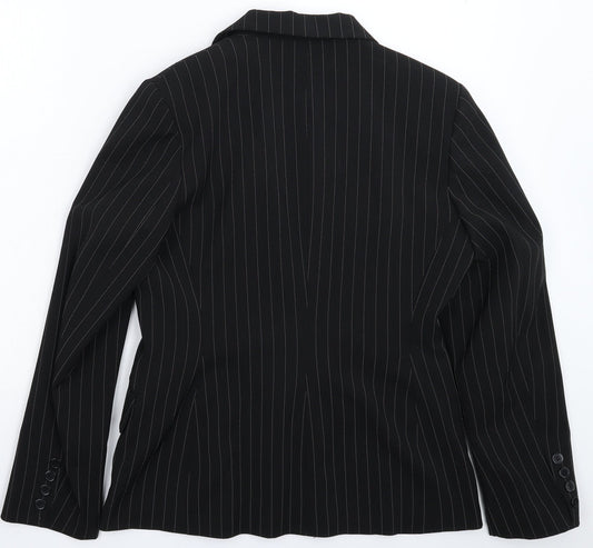 The Collection Womens Black Striped Jacket Suit Jacket Size 12
