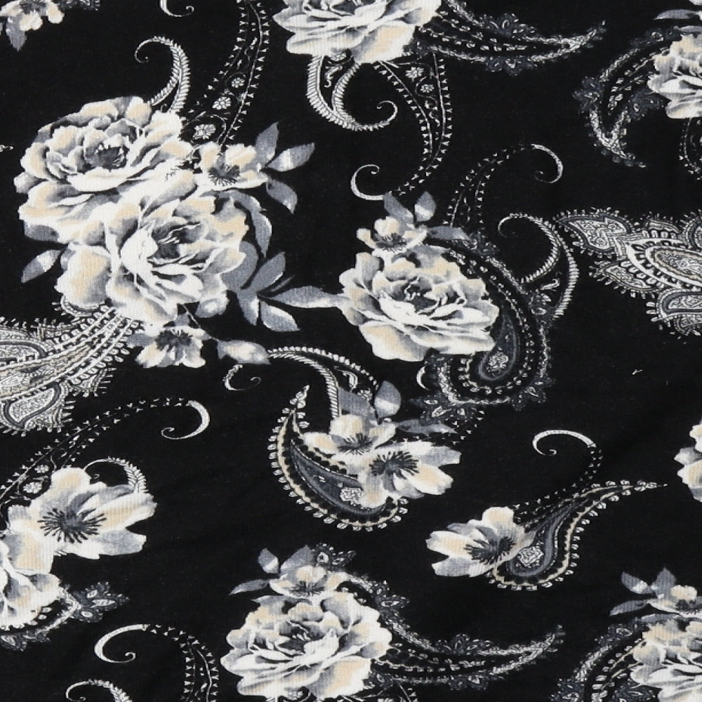 BM Womens Black Floral Knit Cardigan Jumper Size L
