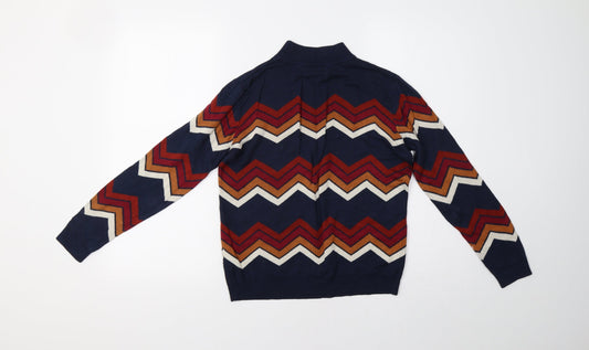 Matalan Womens Blue Geometric Knit Pullover Sweatshirt Size 12