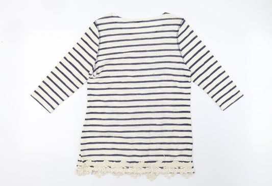 CASAMIA Womens White Striped Pullover Sweatshirt Size M