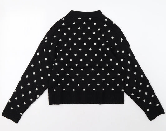 H&M Womens Black Polka Dot Pullover Sweatshirt Size S