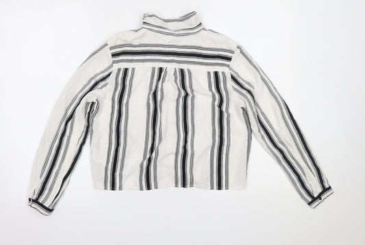H&M Womens White Striped Basic Button-Up Size 10