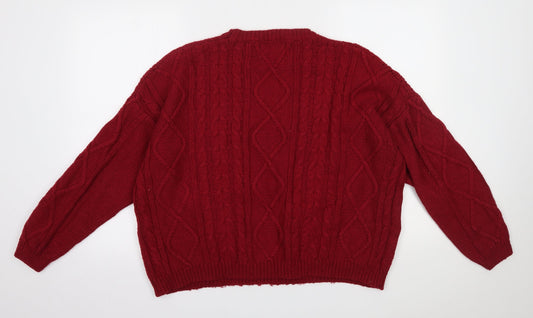 Matalan Womens Red Knit Pullover Sweatshirt Size L