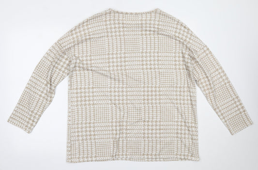 Peacocks Womens Brown Houndstooth Basic Blouse Size 18