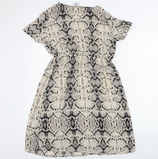 Mama-licious Womens Beige Animal Print A-Line Size L