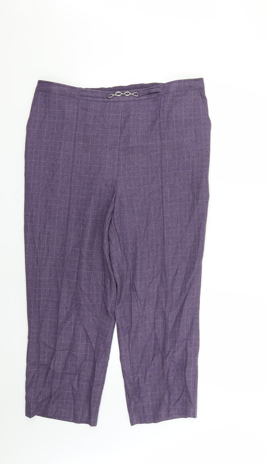 EWM Womens Purple Check Trousers Size 20 L23 in