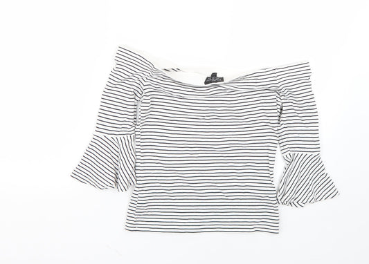 Topshop Womens Multicoloured Striped Basic Blouse Size 10