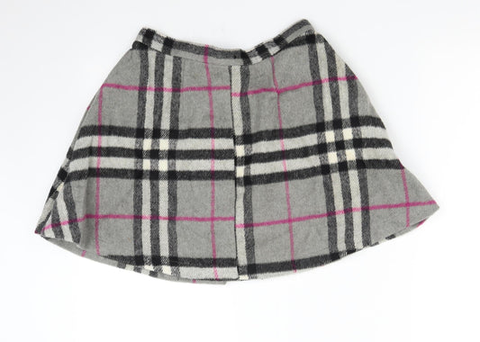 ikandi Womens Grey Check Mini Skirt Size 10